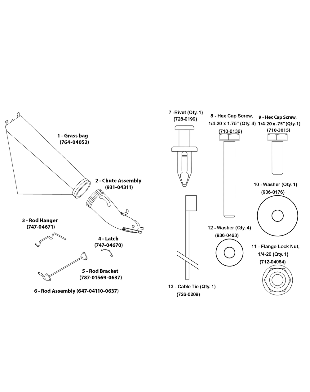 General Assembly Diagram and Parts List for 19A20001 33-Inch-100 Cub Cadet Lawn Mower